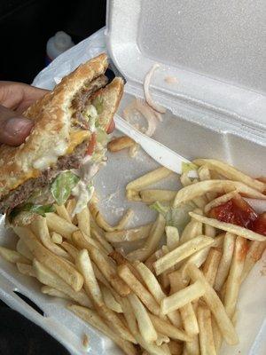 Cheeseburger and fries