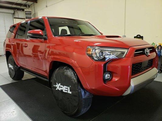 xpel PPF paint protection film toyota 4runner 2021 partial hood package, rocker panel and entire roof!