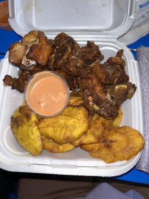 Chicharon de Pollo with Tostones