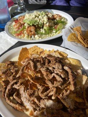 Shrimp Caesar Salad and Steak Nachos were incredibly delish and large servings