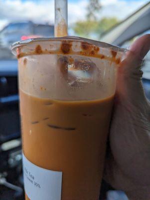 Thai tea not fully mixed. Weak Thai tea flavor.