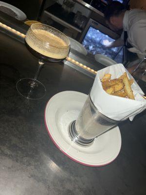 Truffle fries and espresso martini