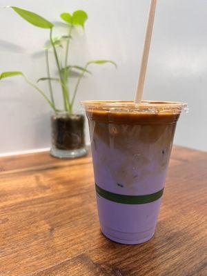 Iced ube latte