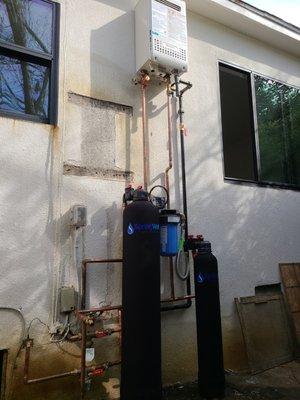 Noritz NR98 tankless Water Heater and water softener installation