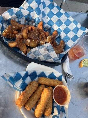 Mozz sticks and garlic parm fries