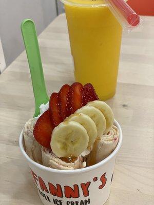 Banana Strawberry Ice Cream. Mango Smoothie. Yum!