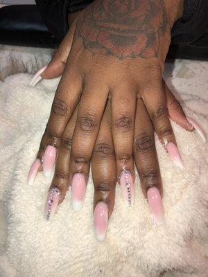 Ombre pink & white colored acrylic