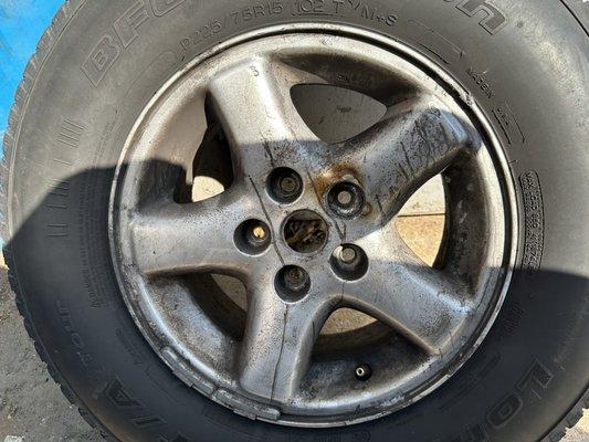 This is what NTB is responsible for. I had to get a new rim do the damage NTB caused by stripping a lug nut.