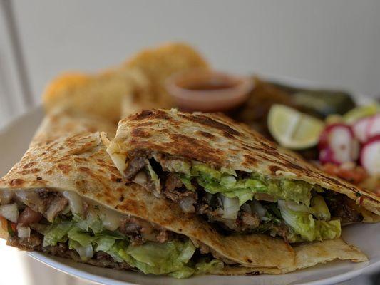 Super quesodilla with carne asada