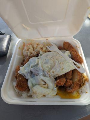 Chicken katsu and curry Moco loco. Per my husband best meal on Maui