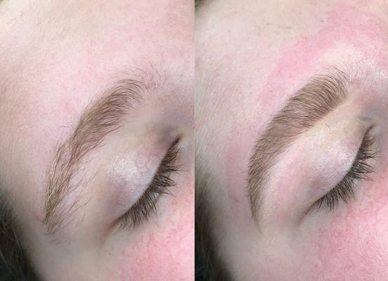 Eyebrow waxing before and after