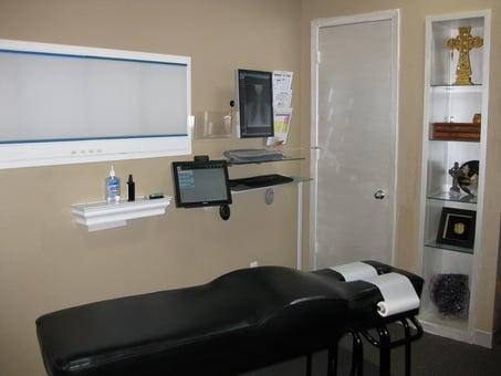 Private adjusting room and doctors office.