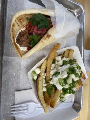 Lamb gyro with Greek fries