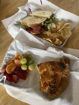 smoked salmon quiche + blt