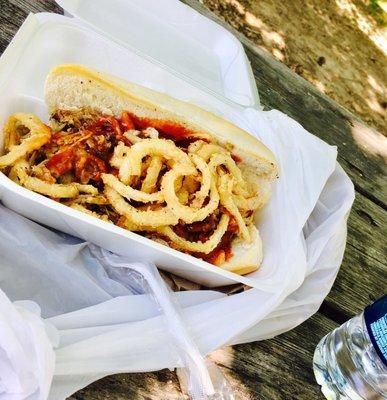 Large Pulled Pork sandwich with free coleslaw.