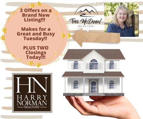 Happy Tuesday!  #3Offers #2Closings #Realtor #RealEstate #NorthGAMountains #Blairsville #HomesforSale @tinamcdaniel648