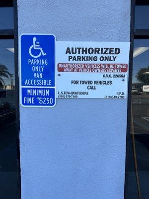 Unauthorized cars will be towed.