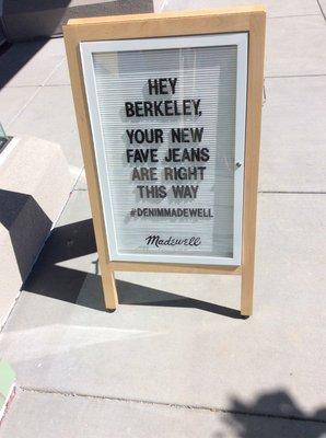 Denim Jeans Sign at Madewell on Fourth Street