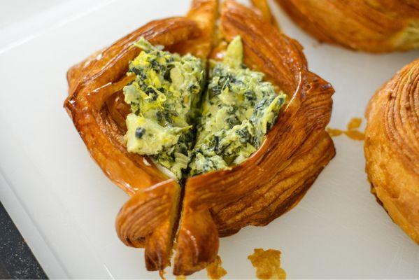 Spinach, artichoke, goat cheese, lemon zest pastry