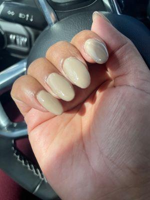 I chose a pink color and got this ugly tan which does not match my skin tone. And the nails are lumpy and thick.