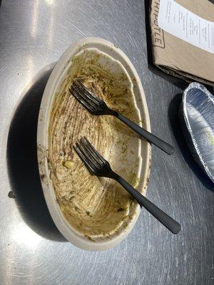 Daddie and Dirks destroyed chipotle bowl.