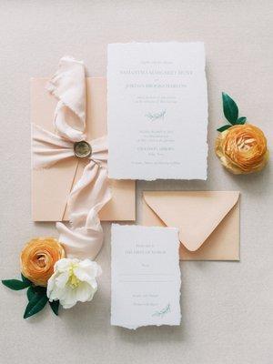 Peach and Pink Torn Edge Invitation