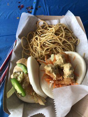 Crispy fish bao / crispy shrimp bao / cold sesame noodles