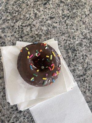 Chocolate cake donut with chocolate frosting