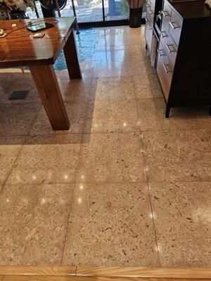 Sandstone Floor Restoration...cleaned, honed, polished, and sealed!