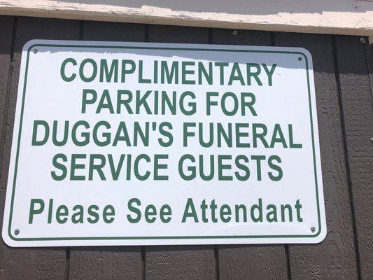 Adjacent free attended parking.