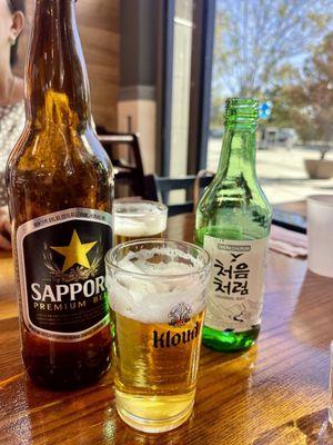 Original soju and beer.