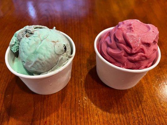 Pistachio Cherry on left. Raspberry Dough Whip on right