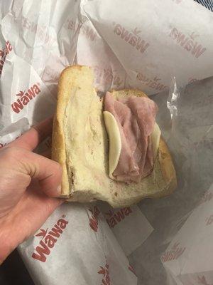 Idk what type of sandwich worth 5$ looks like this. Wawa needs to up their presentation/definitely put more slices of meat on a sandwiches.