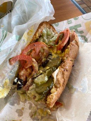 #11 Subway Club, added bacon, veggies, extra black olives(?)