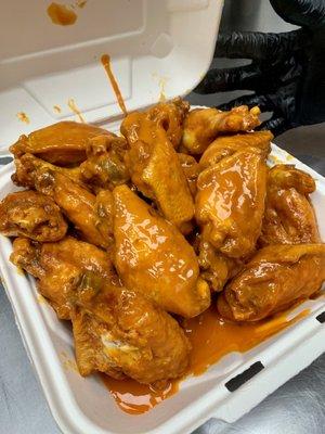 Golden Flame sauced bone-in wings