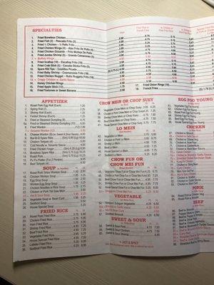 Menu left inside