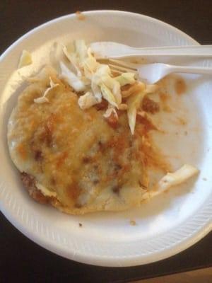 Half eaten pupusa revueltas. Tasteless!!