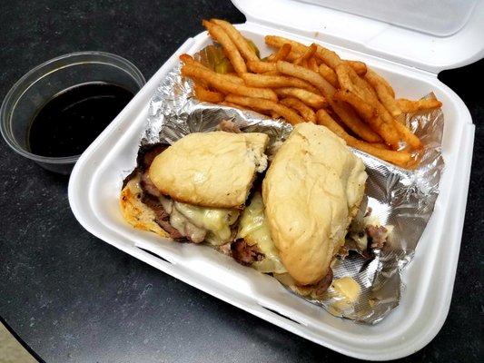 Prime Rib Philly and Fries