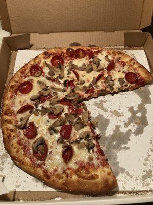 Pepperoni and mushroom