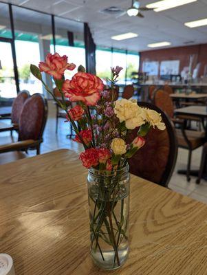 A very special touch -- fresh flowers on every table