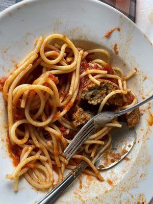 Kids spaghetti with meatballs