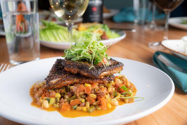 Blackened Redfish with Succotash - YUM!