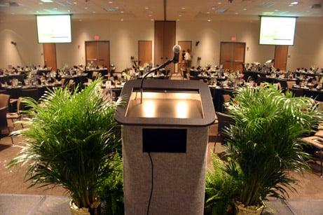 Banquet Room ready for a presentation