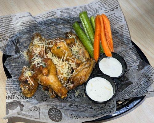 Our Garlic Parm wings