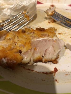 RAW CHICKEN! Under new management AGAIN! And a pathetic chicken finger completely raw!