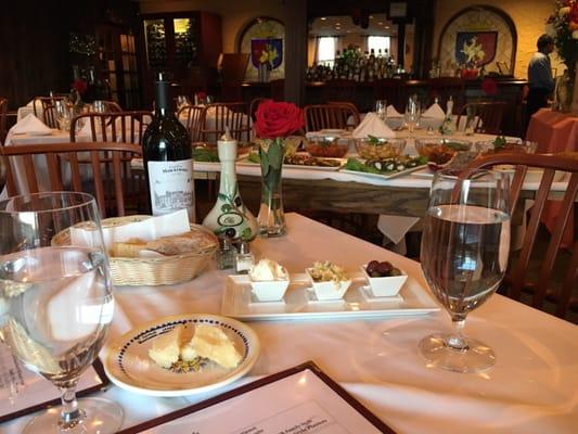 Antipasto table- chunk Parmesan in the foreground yum!!!