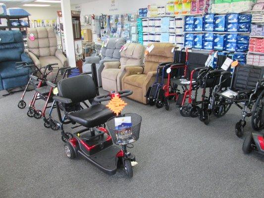 Lift Chairs, Scooters, walkers and wheelchairs.