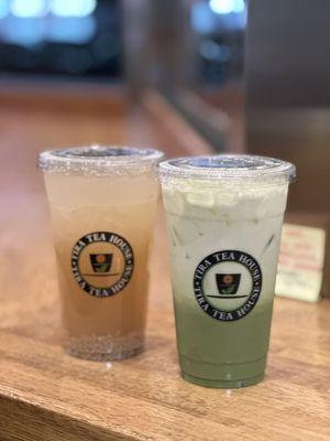 Rice Korean Drink (so refreshing!) and Strawberry Matcha Latte is a must!