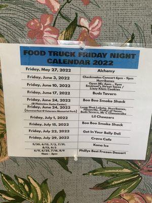 2022 food truck calendar