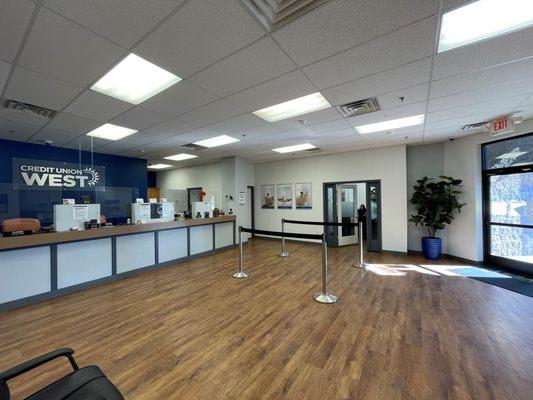 Teller line at the Credit Union West branch in Cottonwood.